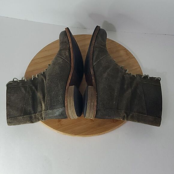 Modern Vintage Women's Leather Slouchy Combat Boots Opal Moss Brown Size 39.5 - Picture 5 of 13